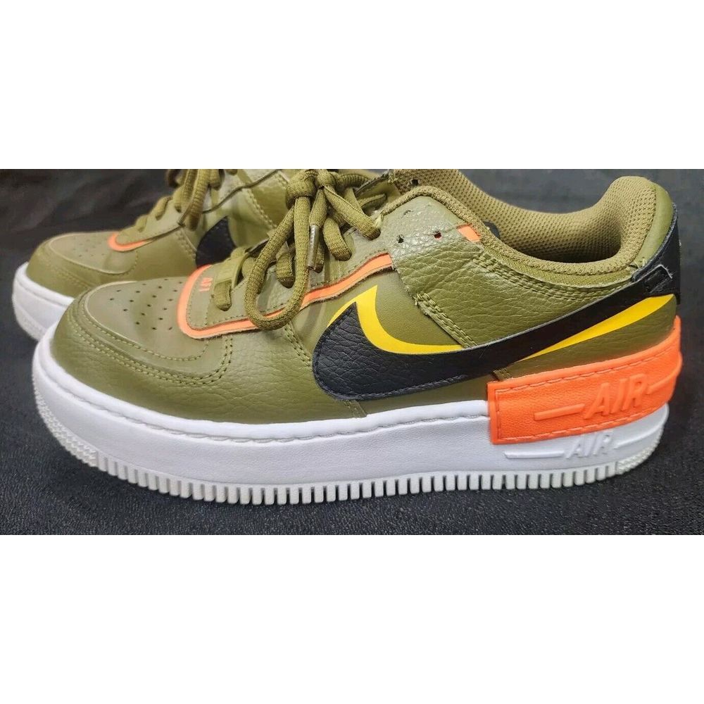 Rare Nike Air Force 1 Shadow Olive Orange Black DC1876-300 Womans Size 7.5 - Picture 2 of 9